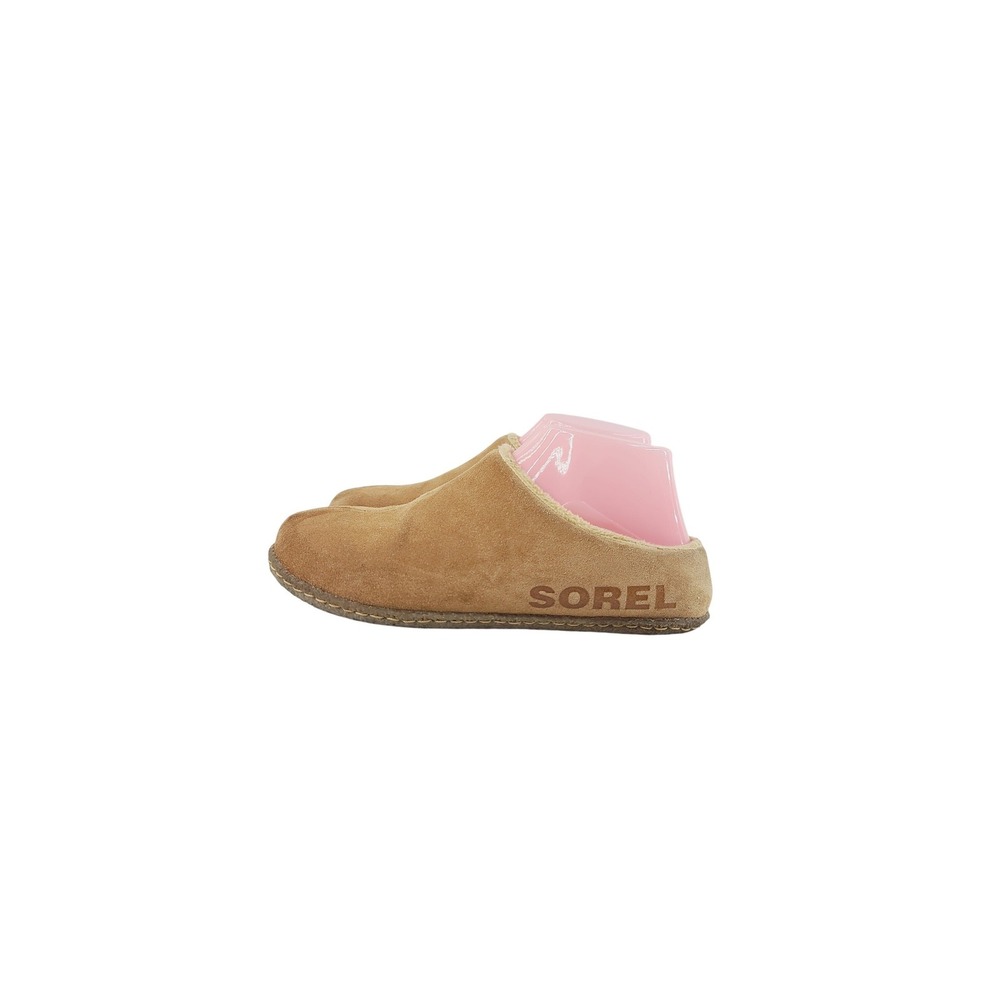 Sorel, Fall, Winter Solid Round Toe Suede Slipper‎ Clogs, Women, Size 4, Tan.